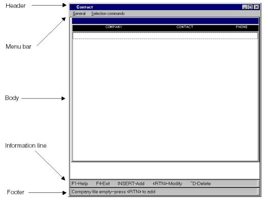 Parts of a display screen