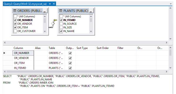 Selecting columns in the Diagram pane