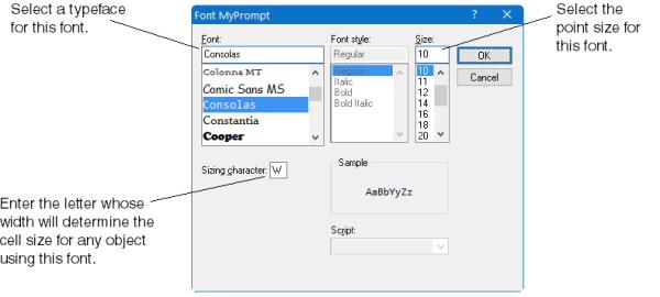 Defining a font