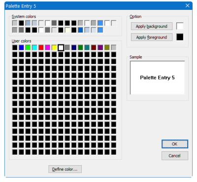 Assigning a color to a palette entry